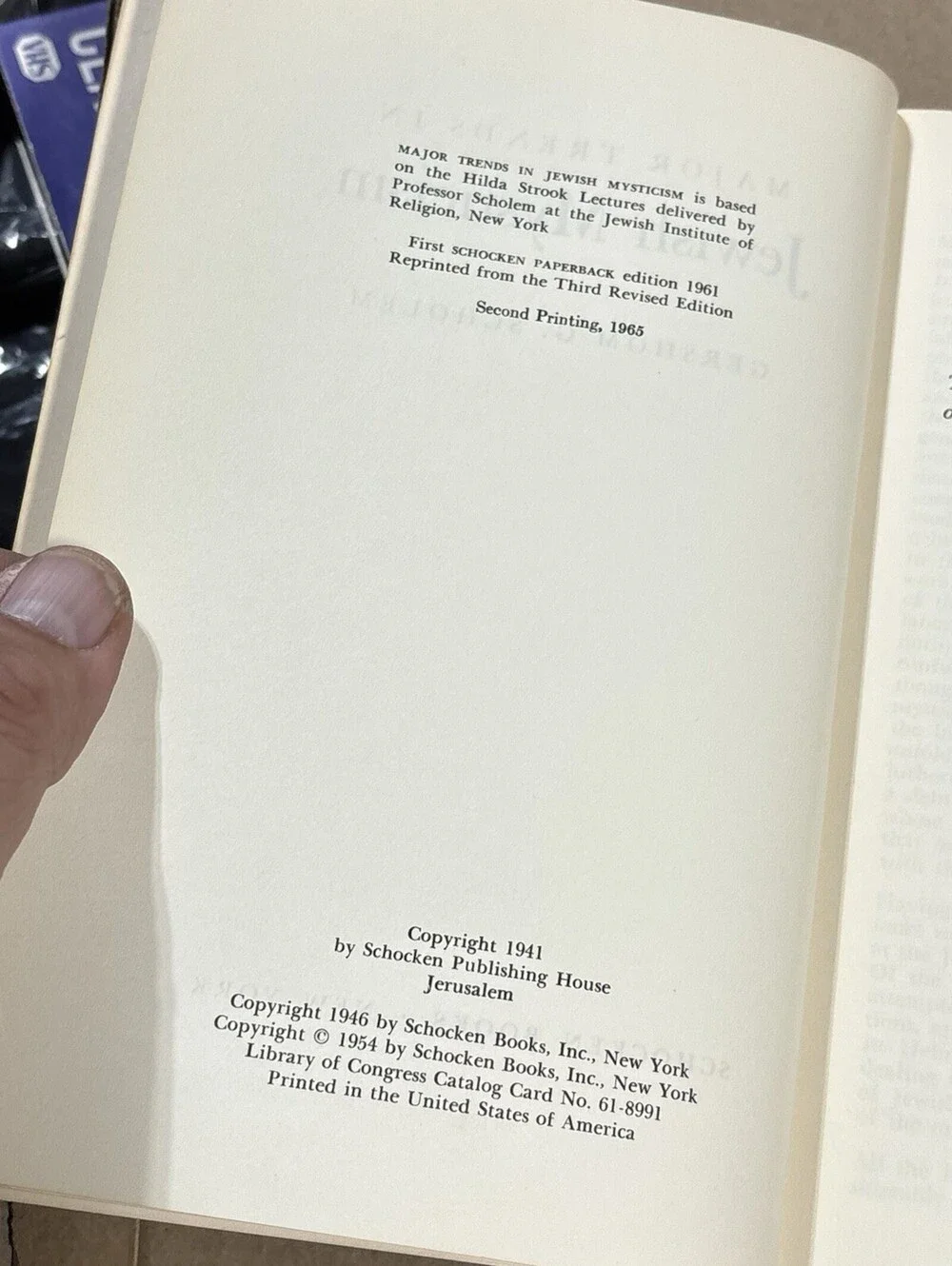 Major Trends in Jewish Mysticism Gershom G Scholem PB 1965 Second Printing